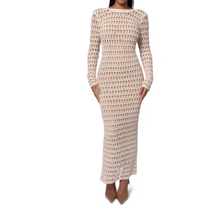 Jluxlabel Serene Wonders Open Stitch Long Sleeve Dress In White