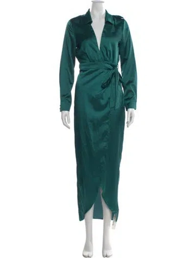 Pre-owned Jluxlabel Silk Long Dress In Green