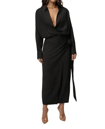 Jluxlabel Skyline Wrap Midi Dress In Black