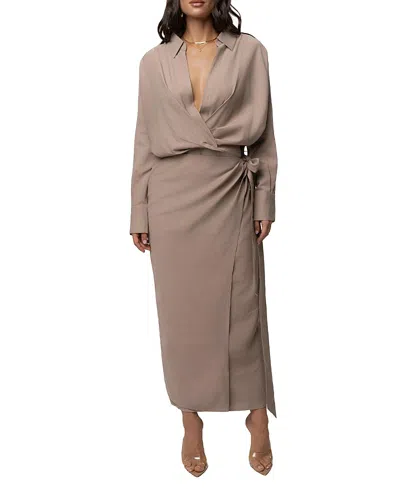 Jluxlabel Skyline Wrap Midi Dress In Brown