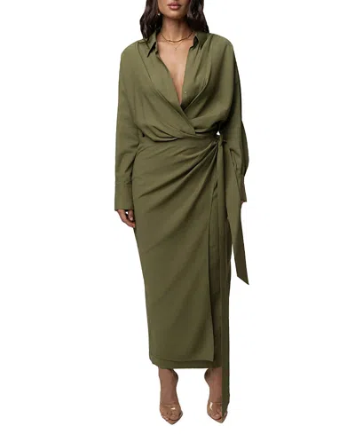 Jluxlabel Skyline Wrap Midi Dress In Green