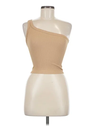 Jluxlabel Sleeveless Top Tan One Shoulder Neckline Tops In Yellow