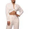 Jluxlabel Soho Tie Front Crop Shirt In Ivory