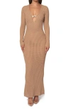 Jluxlabel Sol Long Sleeve Sweater Dress In Beige