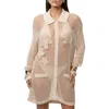 Jluxlabel Solara Floral Appliqué Open Stitch Cover-up Shirt In White