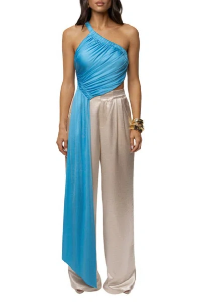 Jluxlabel Spotlight Draped Top In Blue