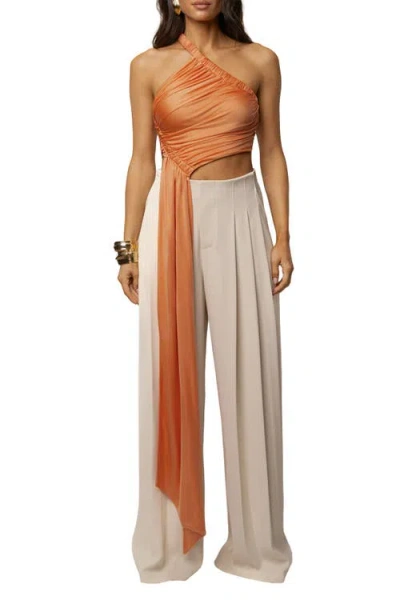 Jluxlabel Spotlight Draped Top In Orange