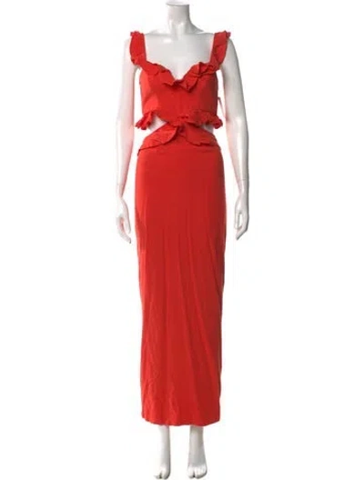 Pre-owned Jluxlabel Square Neckline Long Dress In Orange