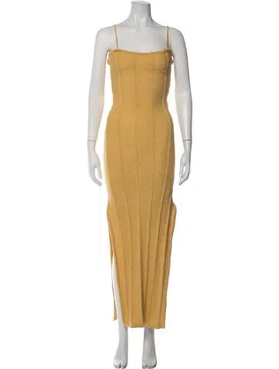 Pre-owned Jluxlabel Square Neckline Long Dress In Yellow