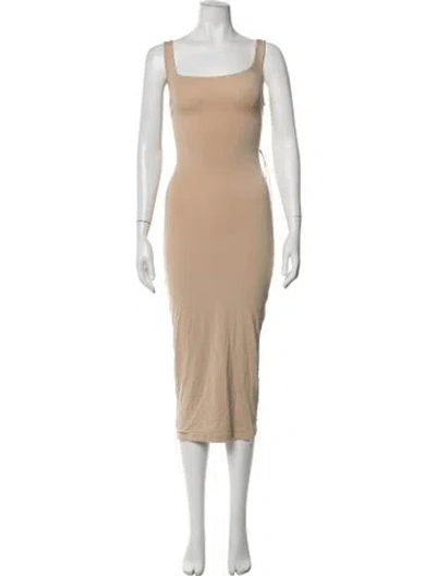 Pre-owned Jluxlabel Square Neckline Midi Length Dress W/ Tags In Neutrals