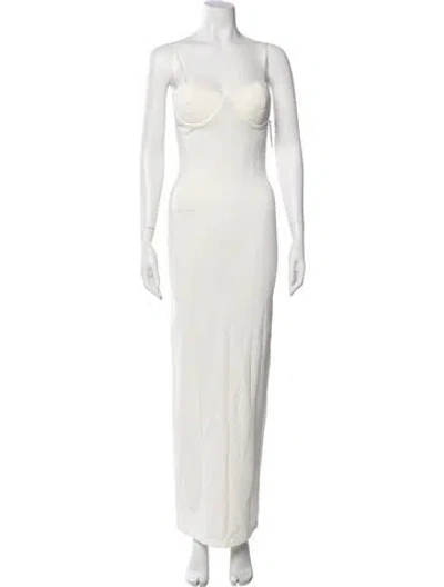 Pre-owned Jluxlabel Square Neckline Midi Length Dress In White