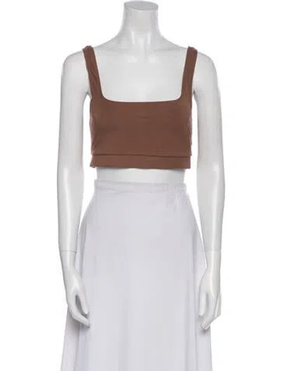Pre-owned Jluxlabel Square Neckline Sleeveless Crop Top W/ Tags In Brown