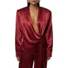 Jluxlabel Statement Satin Drape Top In Red