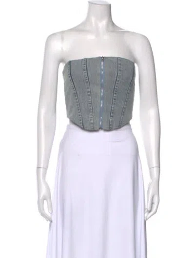 Pre-owned Jluxlabel Strapless Crop Top In Blue