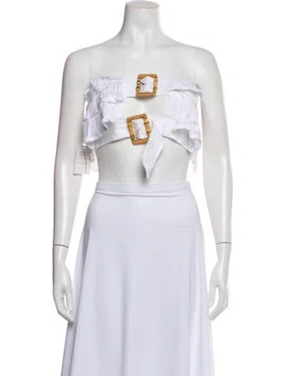 Pre-owned Jluxlabel Strapless Crop Top In White