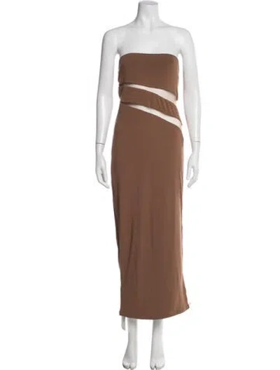 Pre-owned Jluxlabel Strapless Long Dress In Brown