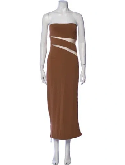 Pre-owned Jluxlabel Strapless Midi Length Dress In Brown
