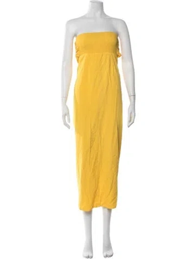 Pre-owned Jluxlabel Strapless Midi Length Dress In Yellow