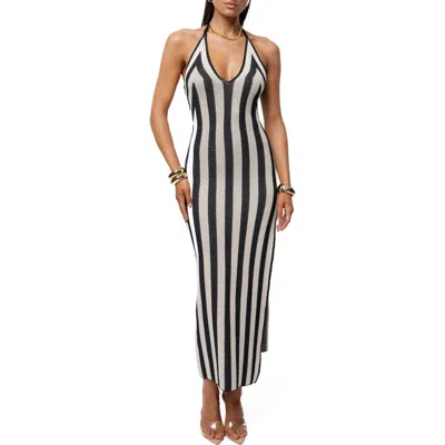 Jluxlabel Stripe Halter Maxi Dress In Black