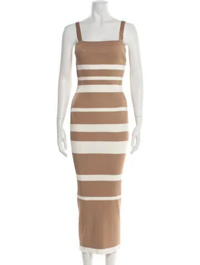 Pre-owned Jluxlabel Striped Midi Length Dress In Neutral