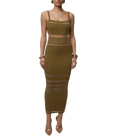 Jluxlabel Striped Rib Knit Dress In Green