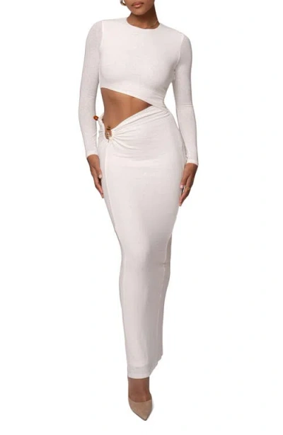 Jluxlabel Summer Romance Cutout Long Sleeve Maxi Dress In White