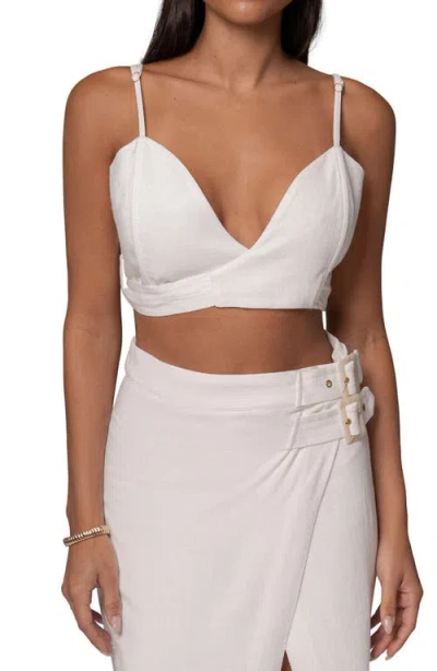 Jluxlabel Sunrise Cotton & Linen Bustier Wrap Top