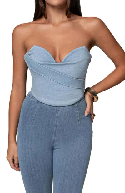Jluxlabel Teyana Strapless Denim Bustier Top