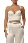 Jluxlabel Thalia Textured Bustier Top In White