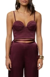 Jluxlabel Thalia Textured Bustier Top In Burgundy