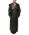 Jluxlabel Icon Double Breasted Faux Leather Trench Coat In Black