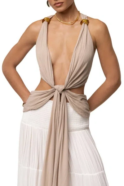 Jluxlabel Tulum Drape Top In White