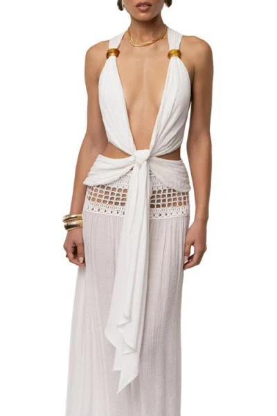 Jluxlabel Tulum Drape Top In Brown