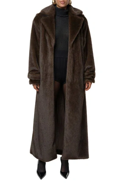Jluxlabel Uptown Faux Fur Coat In Brown
