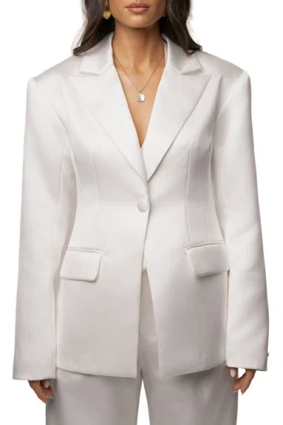 Jluxlabel Victoria Satin Blazer In White