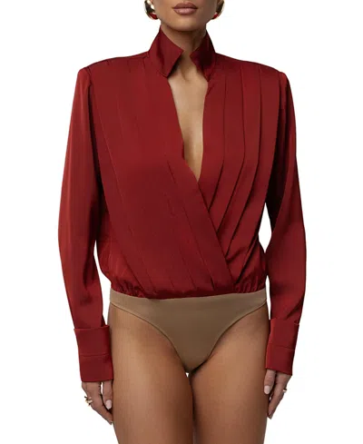 Jluxlabel Visionary Pleated Bodysuit In Black
