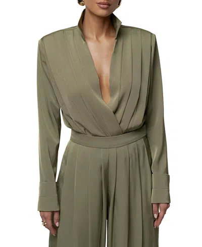 Jluxlabel Visionary Pleated Bodysuit In Green