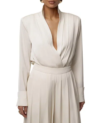 Jluxlabel Visionary Pleated Bodysuit In White