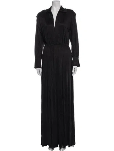 Pre-owned Jluxlabel V-neck Long Dress In Black