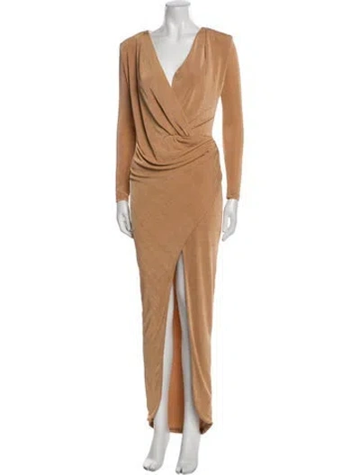 Pre-owned Jluxlabel V-neck Long Dress In Neutral