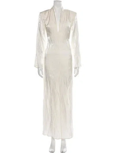 Pre-owned Jluxlabel V-neck Long Dress In Neutrals