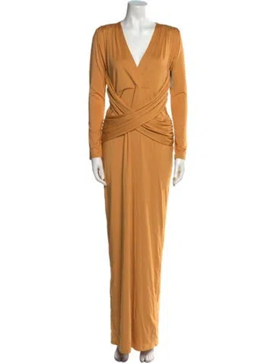 Pre-owned Jluxlabel V-neck Long Dress In Orange