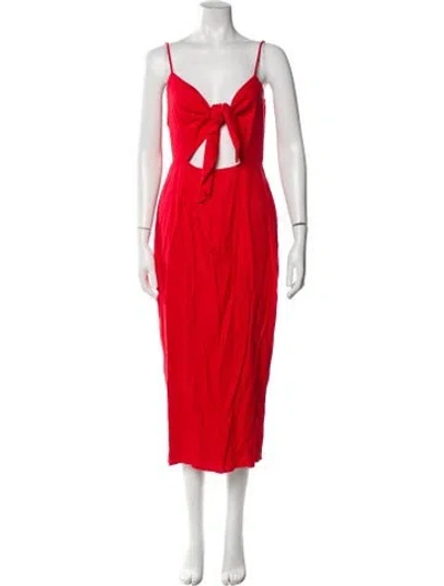 Pre-owned Jluxlabel V-neck Long Dress In Red