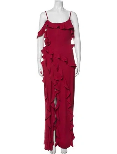 Pre-owned Jluxlabel V-neck Long Dress In Red