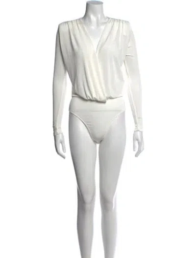 Pre-owned Jluxlabel V-neck Long Sleeve Bodysuit W/ Tags In White