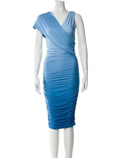 Pre-owned Jluxlabel V-neck Midi Length Dress In Blue