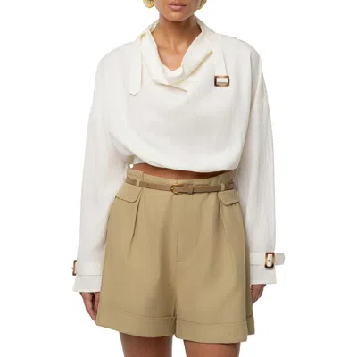 Jluxlabel Wanderlust Long Sleeve Crop Top In White