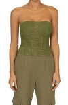 Jluxlabel Want It All Open Stitch Strapless Bustier Top In Green