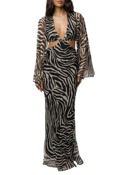 Jluxlabel Zebra Instincts Print Maxi Dress In Multi