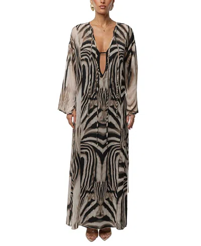 Jluxlabel New Vista Long Sleeve Maxi Dress In Animal Print